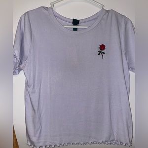 wild fable cropped t shirt with embroidered flower